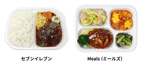 セブンイレブンのハンバーグ弁当とMealsのおかずを並べた比較画像