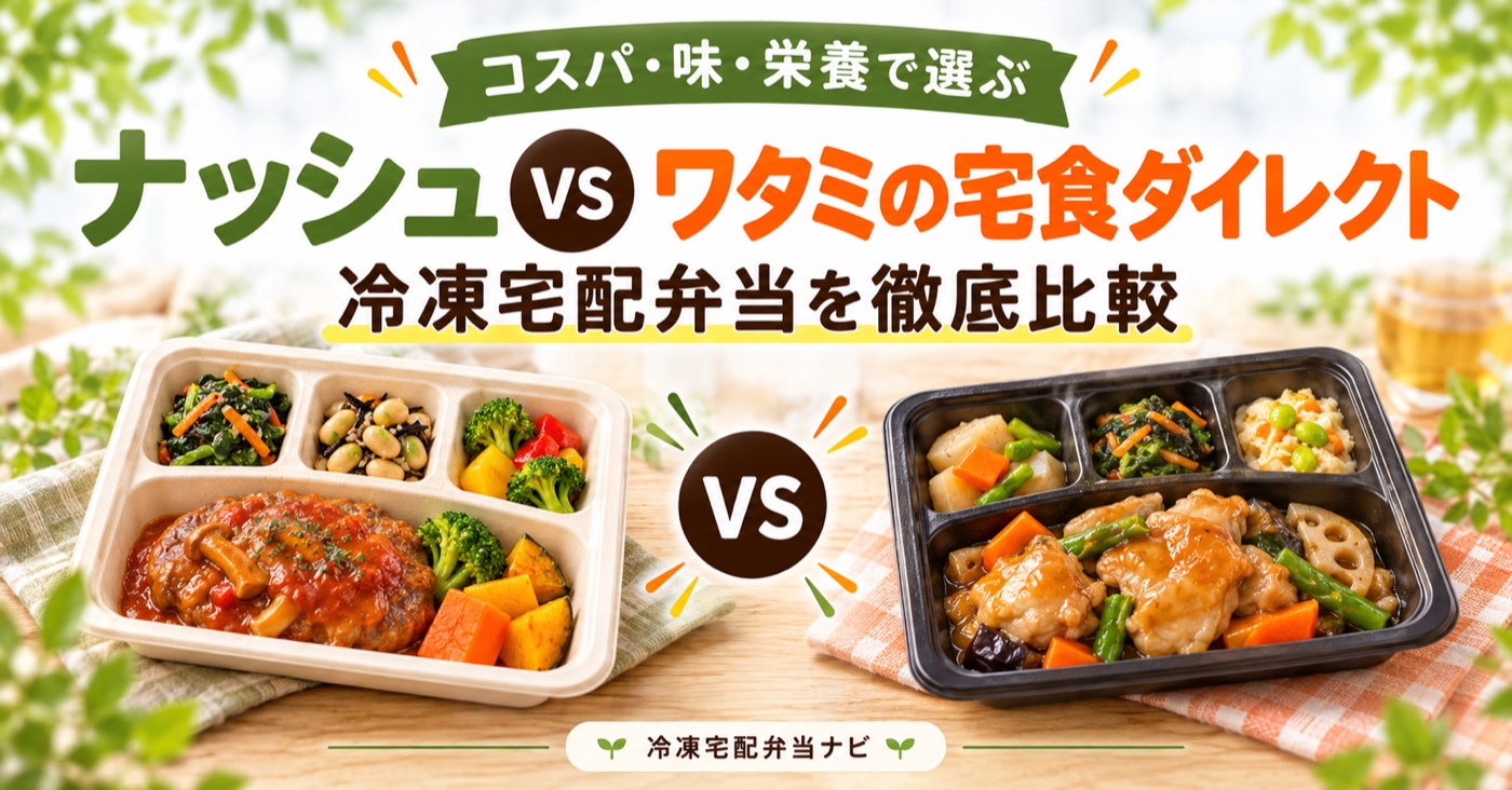 ナッシュとワタミの宅食ダイレクトを徹底比較【2026年】コスパ・味・栄養で選ぶのアイキャッチ(イメージ)